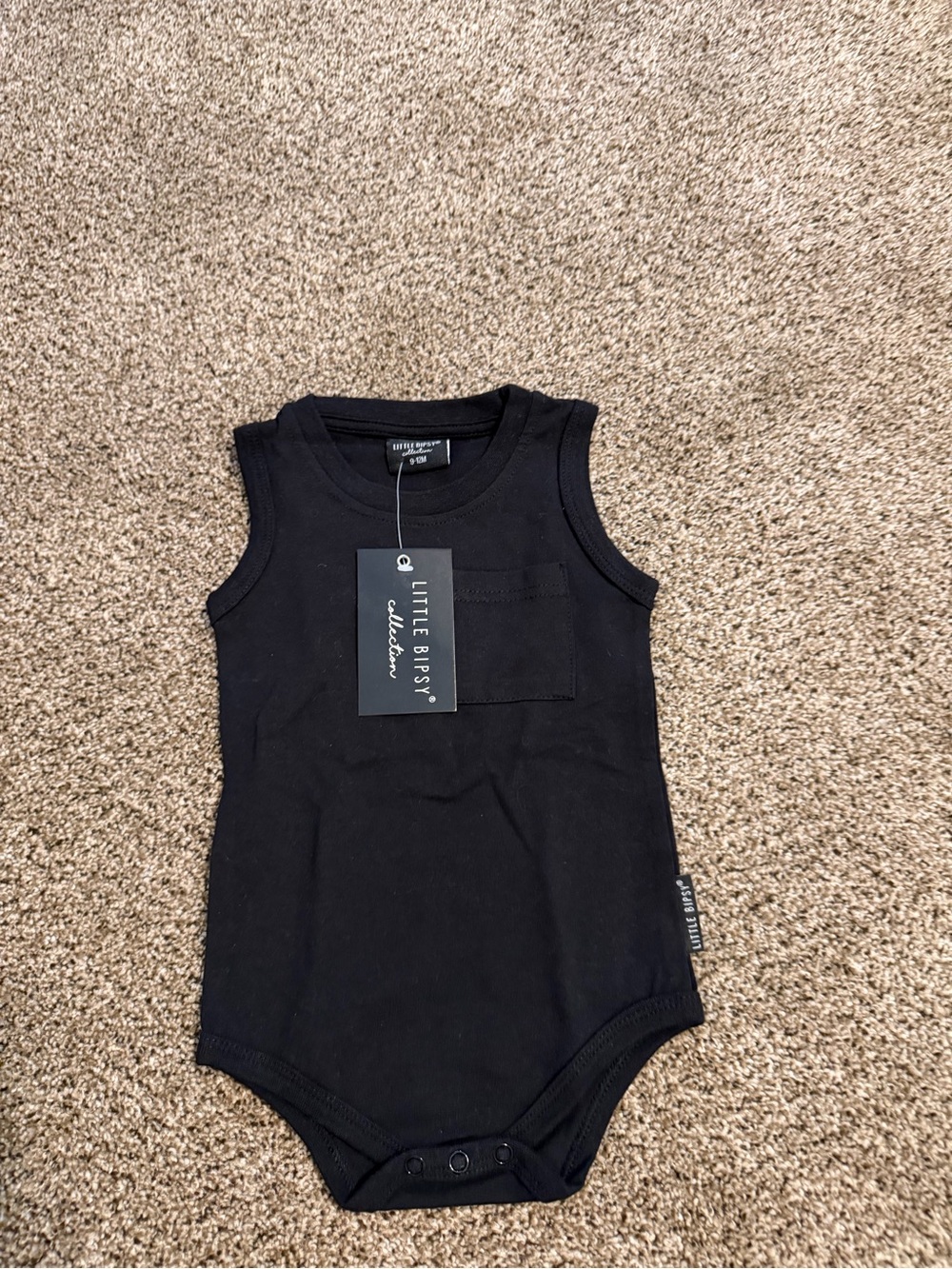 Little Bipsy Black Sleeveless Cotton Baby Bodysuit